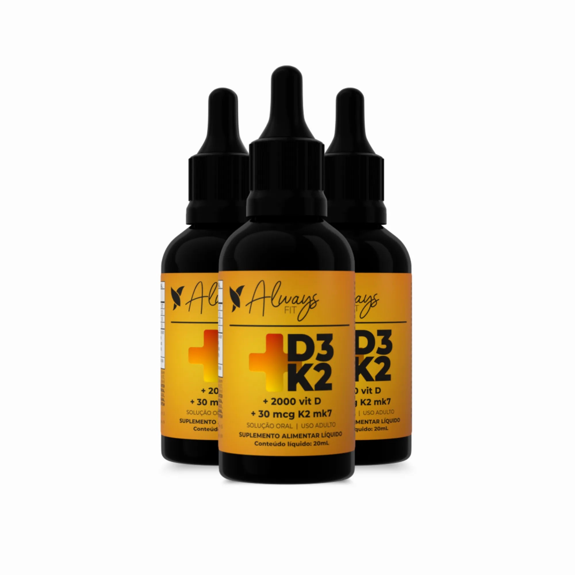 Vitamina D3+K2 (MK-7) em Gotas - 2000 UI D3 e 30 mcg K2 por Dose - 20ml